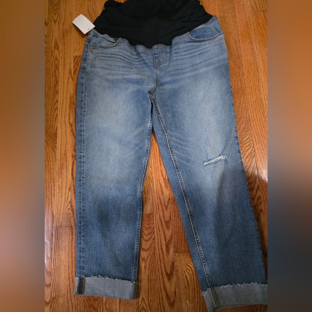 Isabel Maternity by Ingrid & Isabel Distressed Blue Cropped Jeans